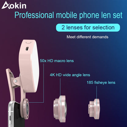3-in-1 Selfie Ring Light with HD Fisheye & Wide-Angle Lens - LED Camera Phone Photography Kit for iPhone & Samsung