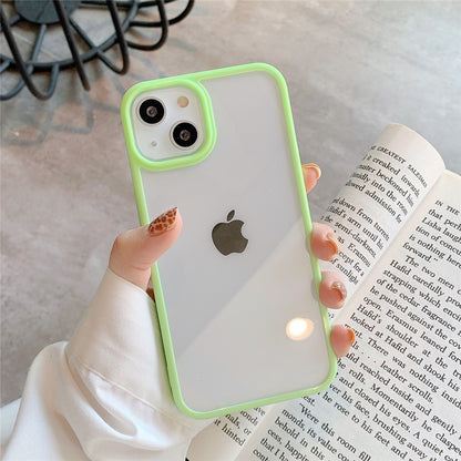 Candy Color Frame Clear Acrylic Phone Case for iPhone 15 14 13 12 Pro Max - Transparent Matte Shockproof Cover