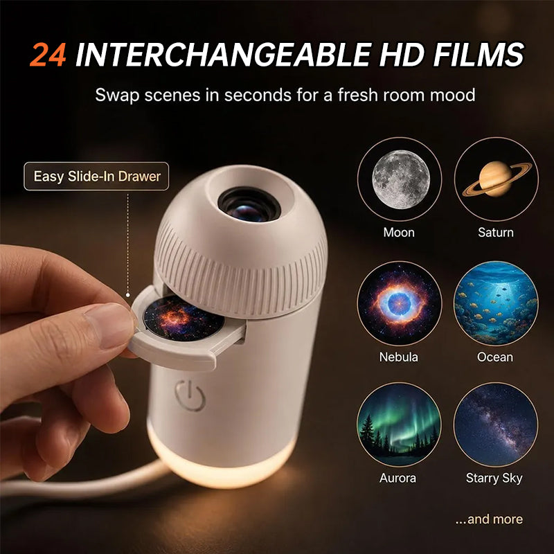 24-in-1 USB Galaxy & Starry Night Light Projector - Flexible LED Ambient Light for Car & Bedroom