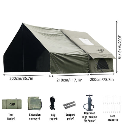 Outdoor Inflatable Air Tent with Extension Canopy - Breathable Mesh House Tent with Air Pump