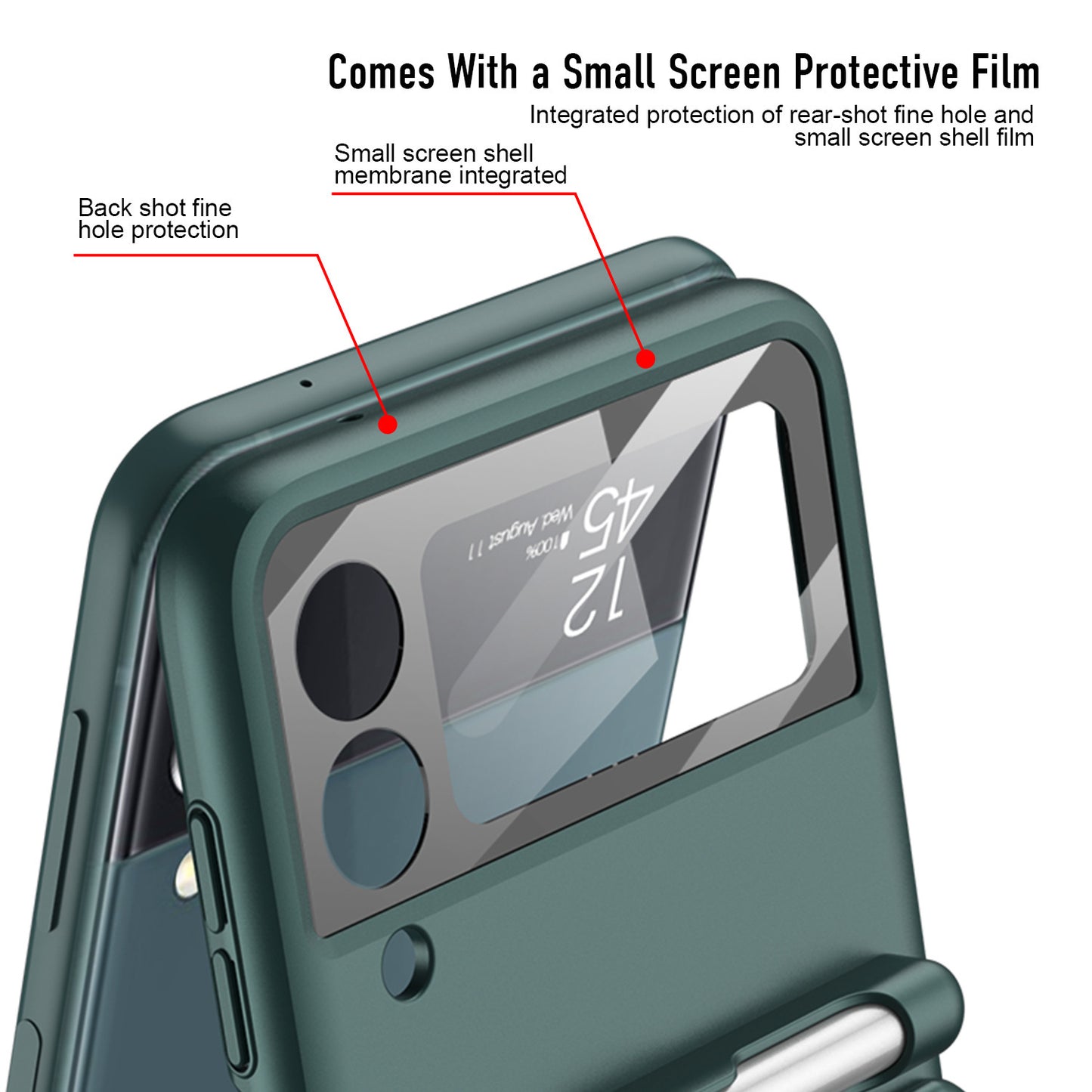 Premium Magnetic Suction Phone Case for Samsung Z Flip 3 - Full Body Folding Screen Cover with Pen Slot & Stylus