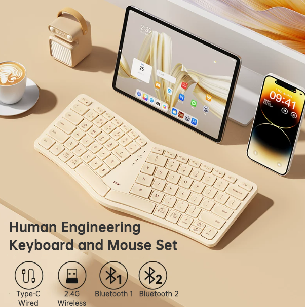 Bluetooth Wireless Ergonomic Keyboard - Human Engineering Split Keyboard for Multi-Device Connection