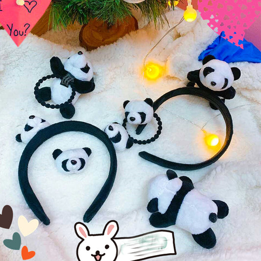 Cute Plush Panda Headband - Korean Style Soft Doll Hair Accessories for Girls