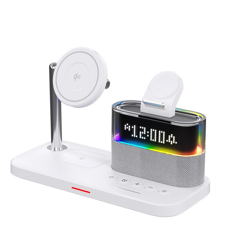 Multifunctional 3-in-1 Wireless Charging Station with Alarm Clock - Magnetic Desktop Charger Stand