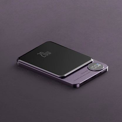 Ultra-Thin Magnetic Wireless Fast Power Bank 20W - Industrial Style Metal Portable Charger with LED Digital Display