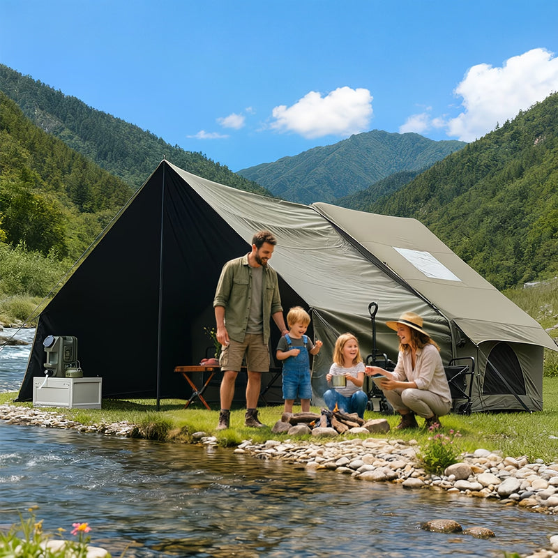 Outdoor Inflatable Air Tent with Extension Canopy - Breathable Mesh House Tent with Air Pump