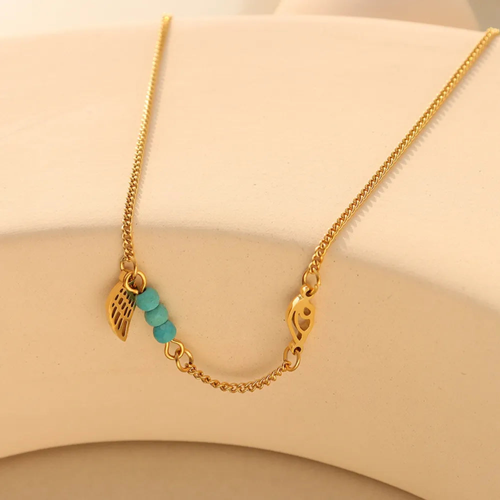 Elegant Titanium Steel Wing Shape Charm Anklet Bracelet