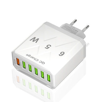 65W 6-Port Fast Wall Charger - Multi-Port USB Travel Charging Head Adapter
