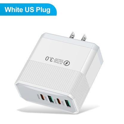 4-in-1 Fast Wall Charger - 2 USB & 2 PD Multi-Port Power Adapter for Smartphones & Tablets