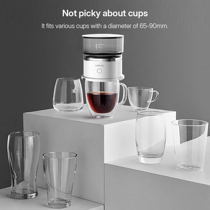 Mini Electric Coffee Grinder & Brewer - Automatic Drip Coffee Maker with Stirring Cup