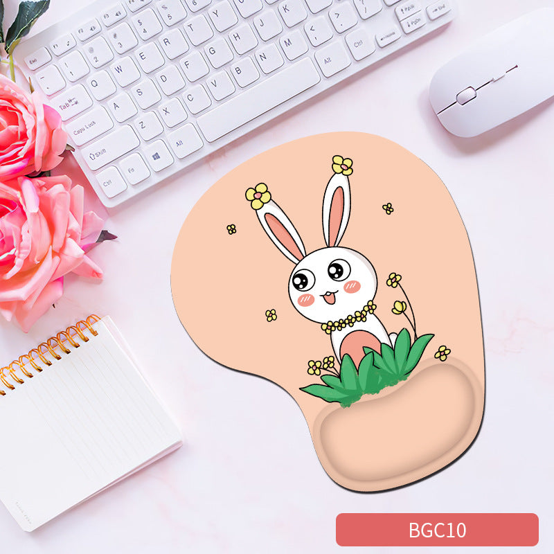 Cute Bunny Silicone Wrist Rest Mouse Pad - Soft Ergonomic Non-Slip Hand Support Pad for Gaming