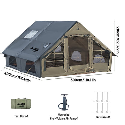 Outdoor Inflatable Air Tent with Extension Canopy - Breathable Mesh House Tent with Air Pump