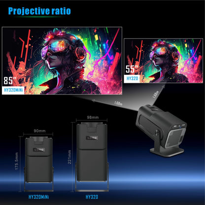 HY320 HD Projector - 4K Short Focus Home Cinema & Wall Projection System