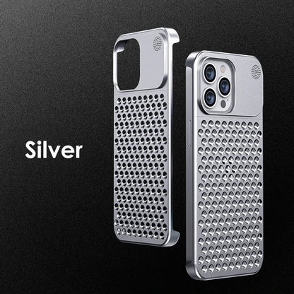 Breathable Hollow Aluminum Alloy Phone Case with Fragrance Pad - Shockproof Cooling Metal Cover for iPhone