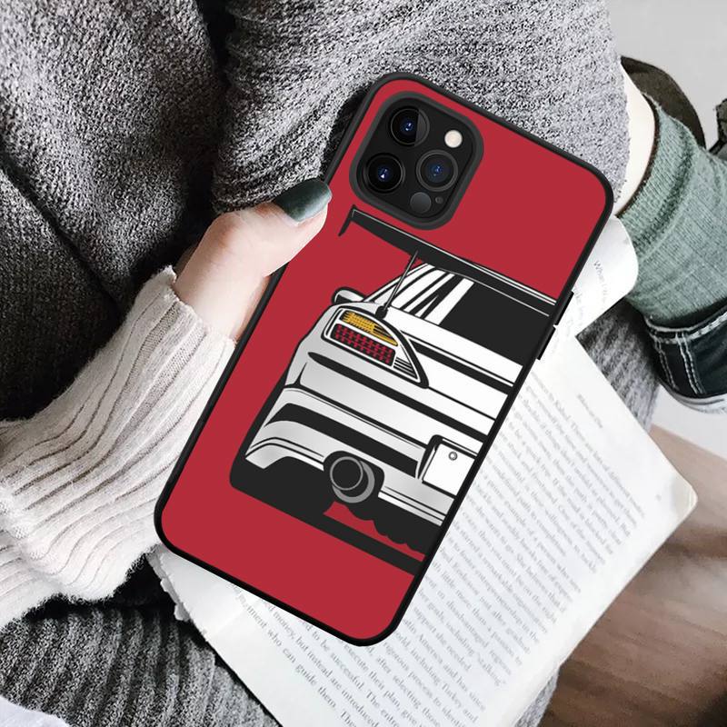 JDM Anime Sports Car Phone Case - Illustrated Racing Car Cover for iPhone 15 Series