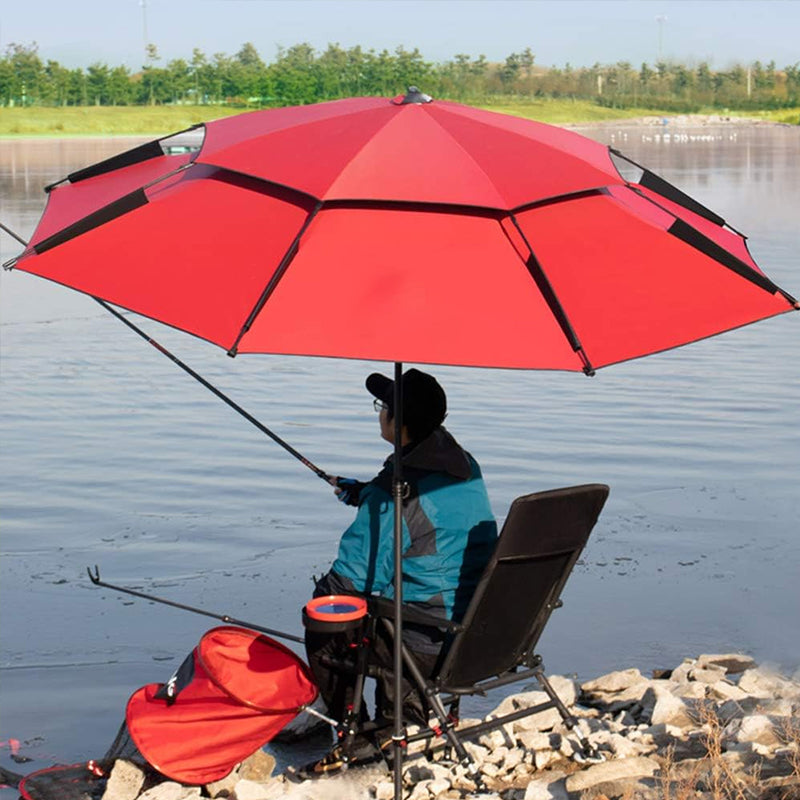 Portable Double Top Beach & Fishing Umbrella - Windproof UV Protection Outdoor Sun Shade (220cm/86.6in)