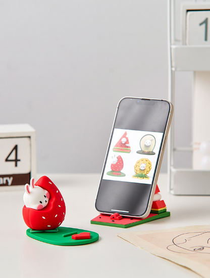 Kawaii Fruit Series Desktop Cell Phone Holder - Cute Office Desk Bracket & Table Decor