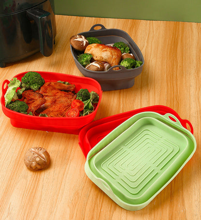 Reusable Silicone Air Fryer Liner - Food Grade Non-Stick Baking Tray for Easy Cleaning