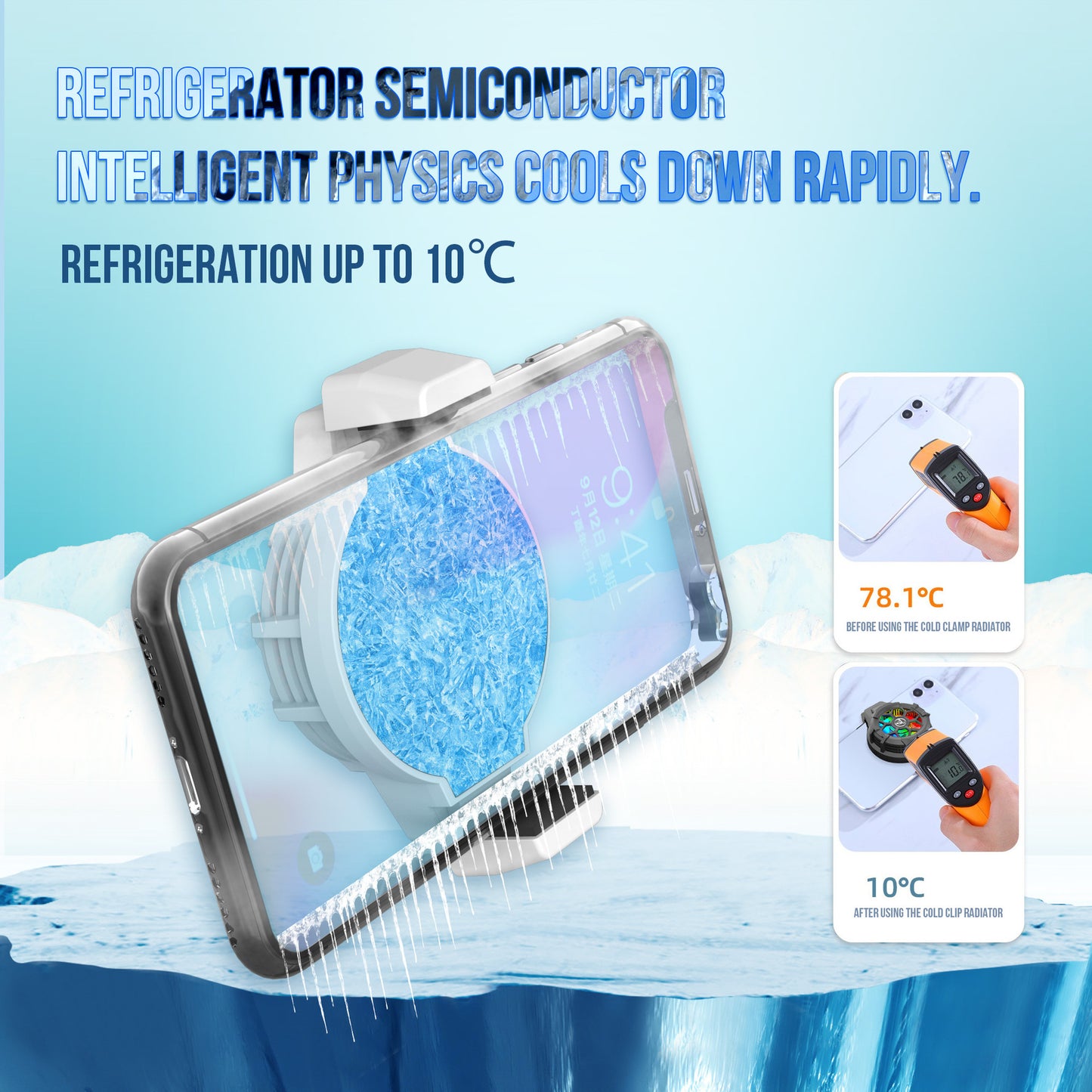 Extreme Wind Cooling Gaming Phone Radiator - RGB Back Clip Semiconductor Cooler with High-Speed Fan
