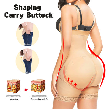 Seamless High Waisted Body Shaper Jumpsuit with Zipper | Tummy Control & Waist Cincher