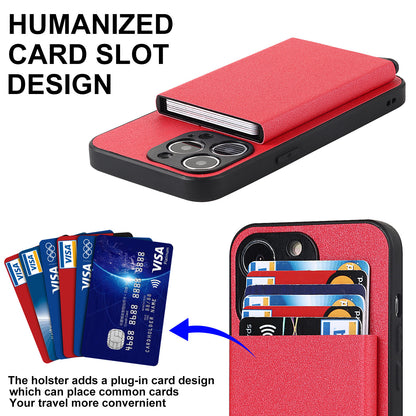 Aluminum Alloy Sliding Card Holder Wallet Case for iPhone 14 Pro Max 13 12 11 - Metal Back Cover