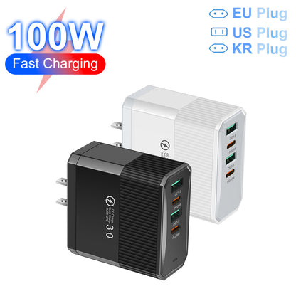 4-in-1 Fast Wall Charger - 2 USB & 2 PD Multi-Port Power Adapter for Smartphones & Tablets