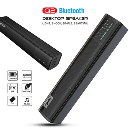 Q2 Bluetooth 5.0 Soundbar Speaker - 10W Wireless Desktop Loudspeaker with 2200mAh Battery