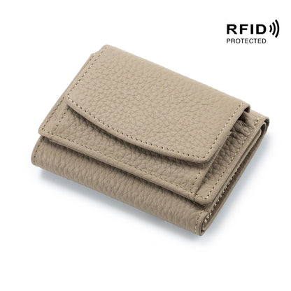 Women's Japanese Style Genuine Leather RFID Protected Mini Coin Wallet (Short)