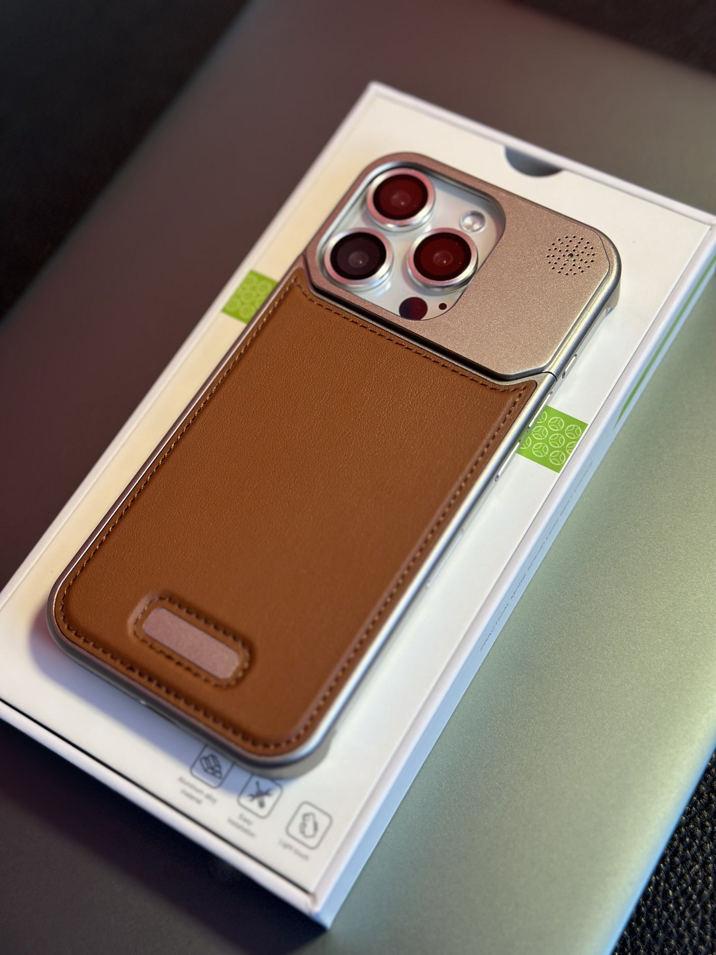 Luxury Leather Frameless Metal Aromatherapy Magnetic Case for iPhone - Premium Heat Dissipation Cover
