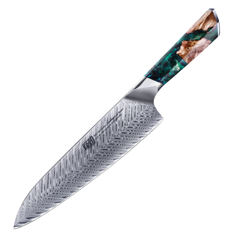 Fengjin Damascus Pattern Western Chef's Knife with Resin Handle