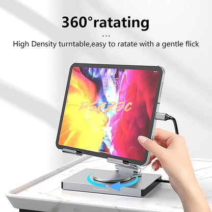 9-in-1 Type-C Docking Station - 4K/60Hz USB 3.0 Hub with Gigabit Ethernet & 360° Rotary iPad Holder Stand