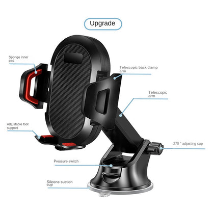 Telescopic Long Arm Car Phone Holder - Suction Cup Mount for Dashboard & Windshield