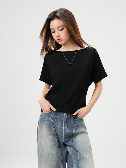 Elegant Loose Fit Off-the-Shoulder Top with Neck Strap for Women