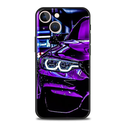 Japanese Blue & Red JDM Sports Car Phone Case - Car Enthusiast Protective Cover for iPhone 15