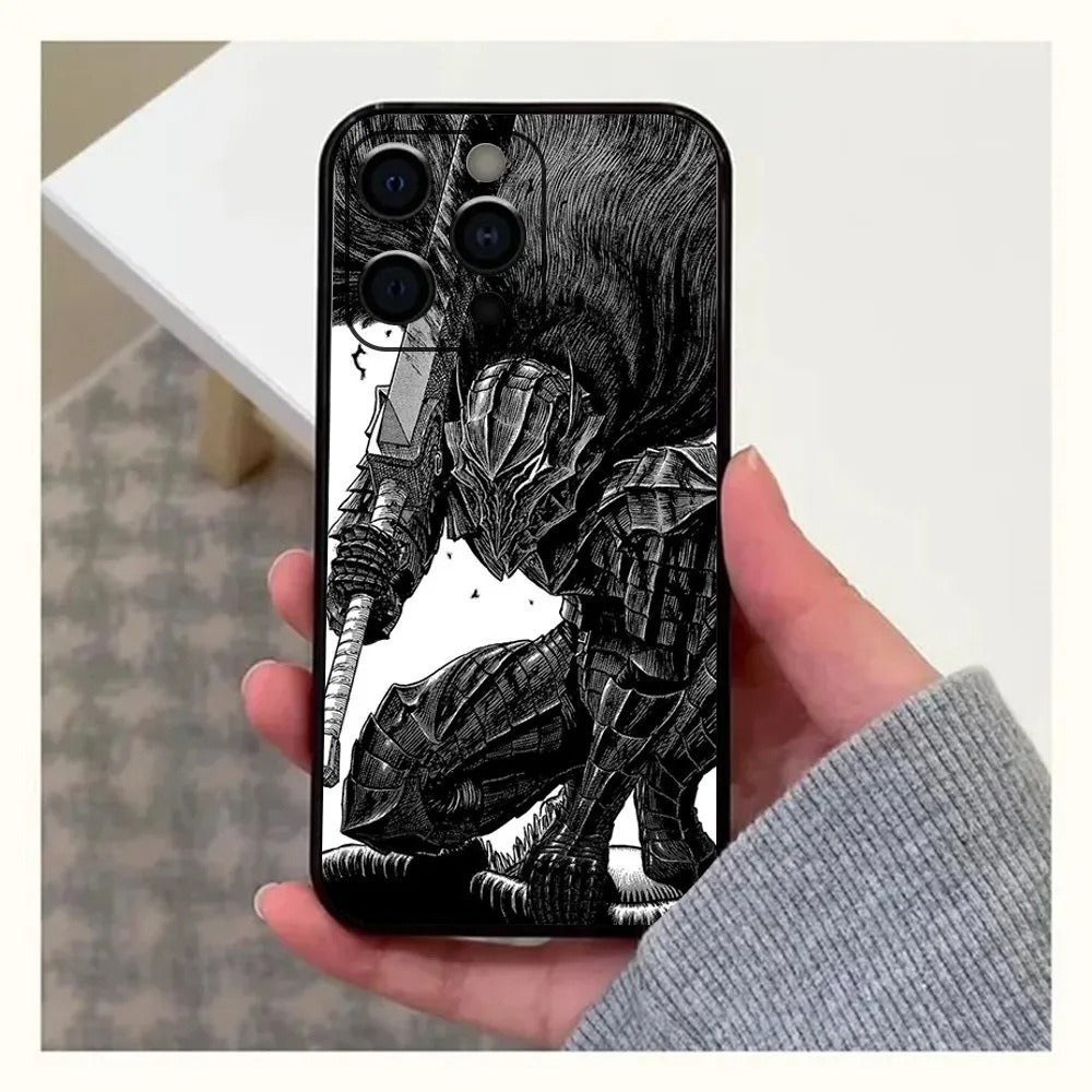 Anime Berserk Guts Black Swordsman Phone Case - Shockproof Soft TPU Protective Cover for iPhone