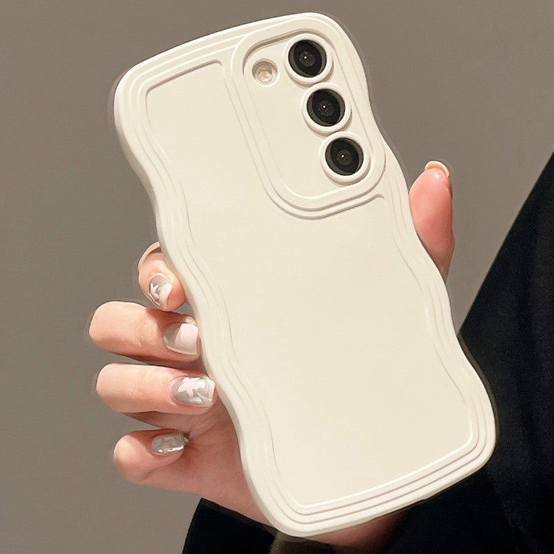 Liquid Silicone Wavy Phone Case - Cute Curly Edge Protective Cover for Samsung Galaxy S24, S22, A73, A52, A34 & A05
