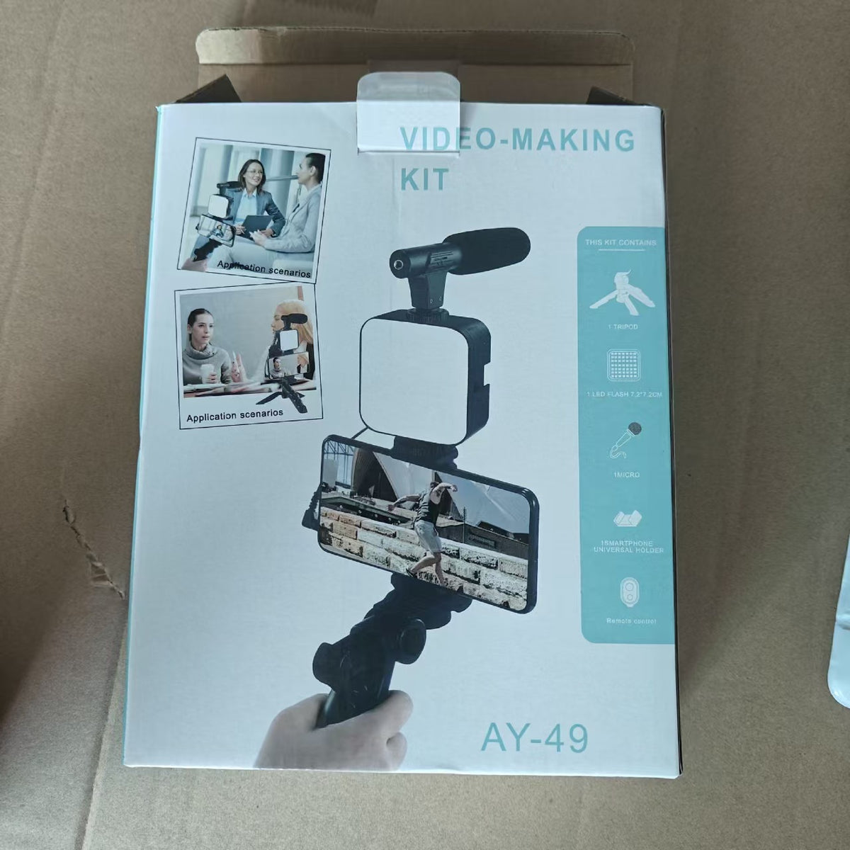 Desktop Live Streaming Kit - Smartphone Vlogging Rig with Fill Light, Microphone, and Handheld Tripod