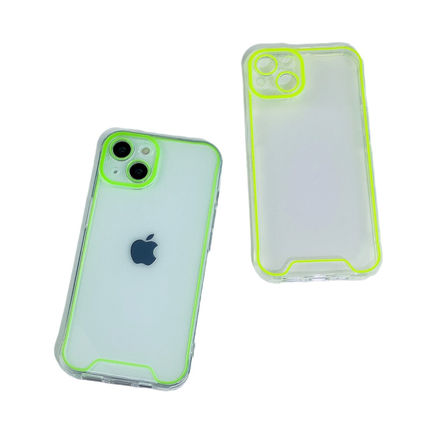 Luminous Neon Frame Clear Phone Case for iPhone 15 Pro Max 14 13 12 - Transparent Glow Silicone Cover