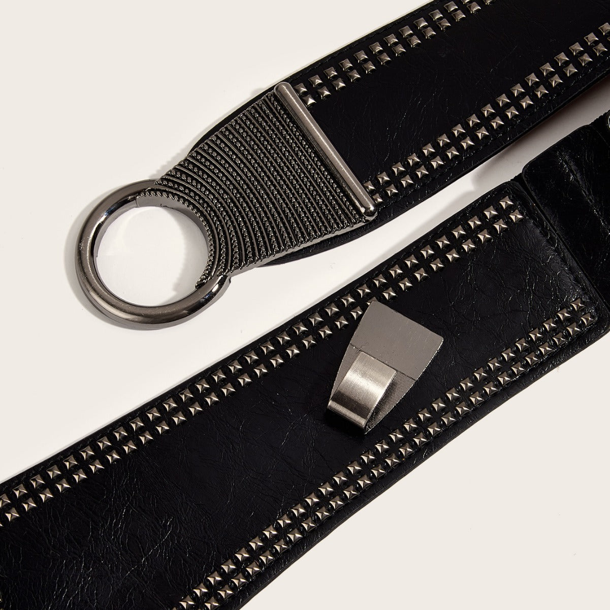 Retro Wide Stretch Waist Belt with Unique Ring Buckle for Dresses