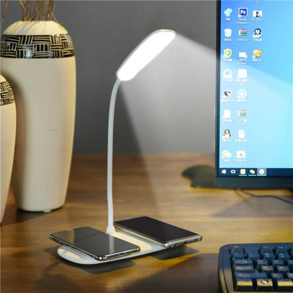 Folding LED Desk Lamp with Wireless Phone Charger - Smart Touch Control Reading Table Lamp & Night Light