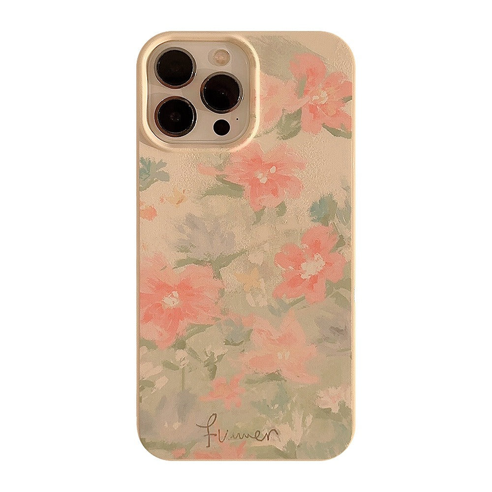 Floral Oil Painting Art Phone Case for iPhone 15 14 13 Pro Max - Aesthetic Soft Silicone Cover