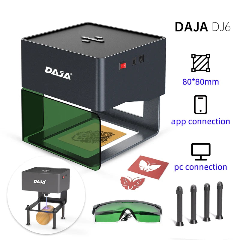 DAJA DJ6 Mini Portable Laser Engraver - Wireless Bluetooth CNC Engraving Machine