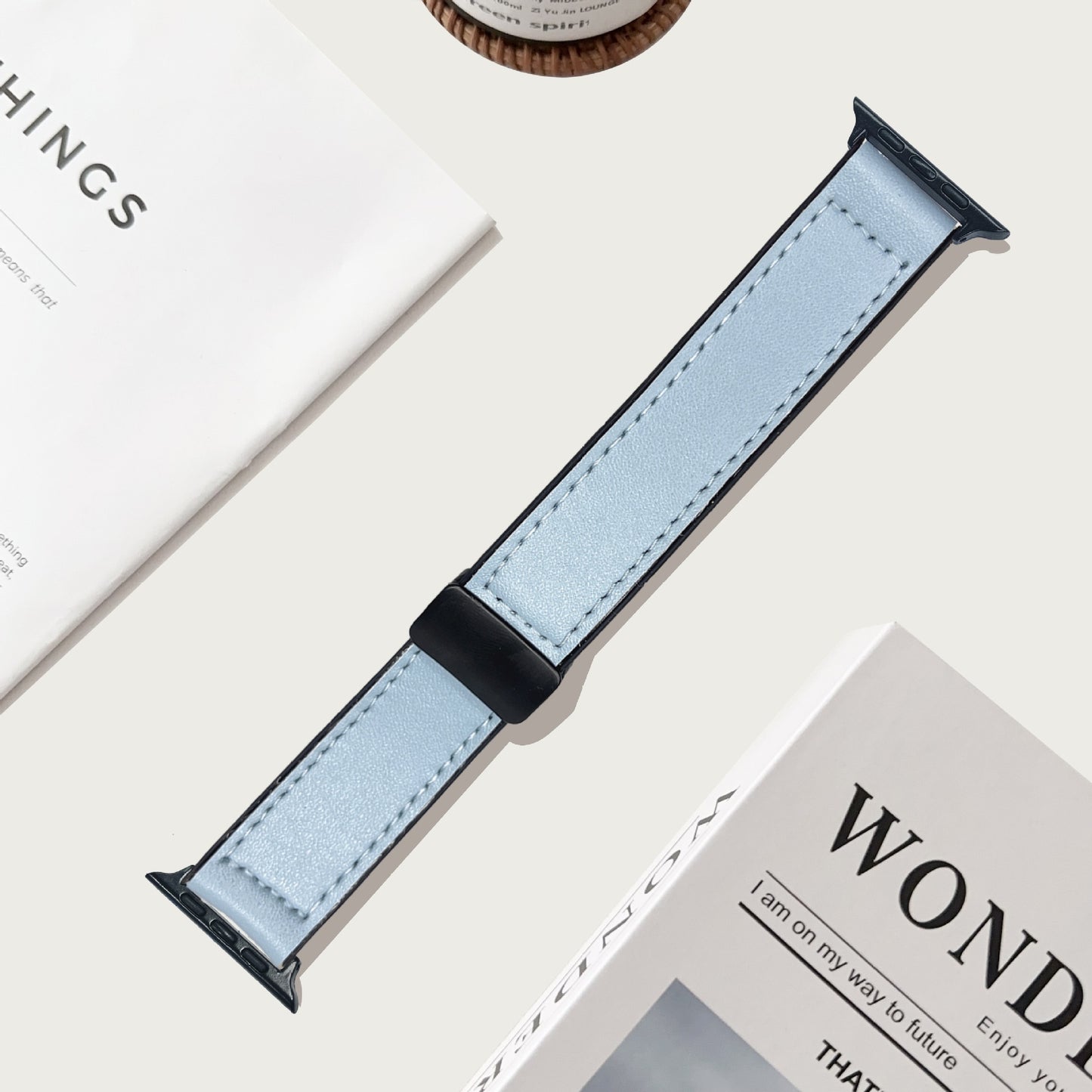 Premium Magnetic Buckle Silicone Skin Watch Band - Vintage Leather Look