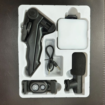 Desktop Live Streaming Kit - Smartphone Vlogging Rig with Fill Light, Microphone, and Handheld Tripod