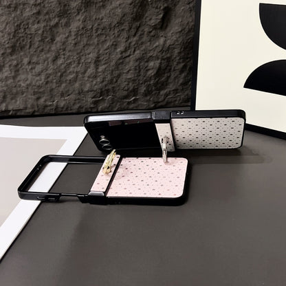 Glitter Star Pattern Leather Case with Metal Ring Holder for Samsung Galaxy Z Flip 6 5 4 - Slim Shockproof Cover