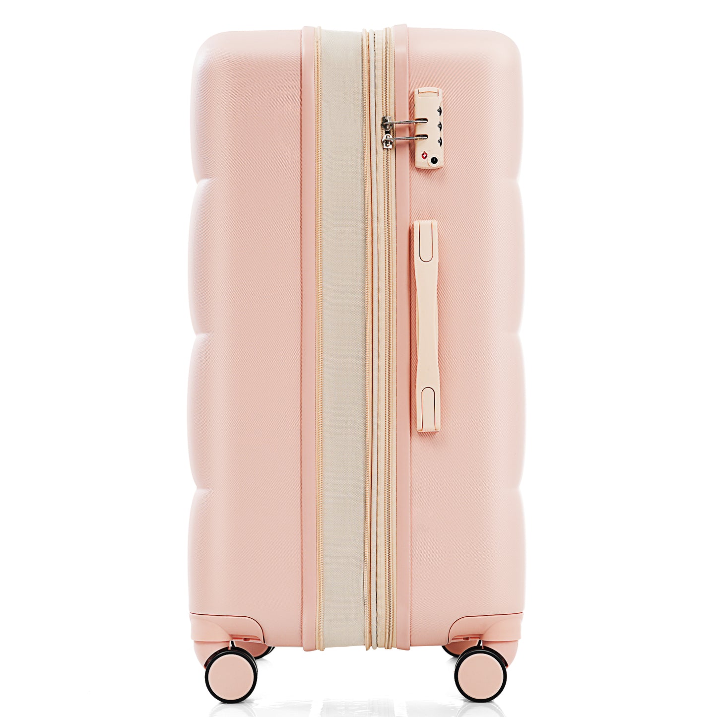 20-Inch ABS Hardshell Carry-on Suitcase with USB Charging Port & Cup Holder - Pink