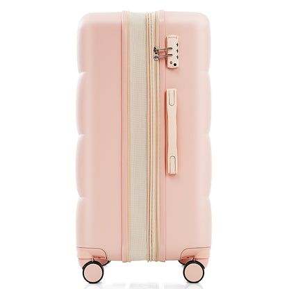20-Inch ABS Hardshell Carry-on Suitcase with USB Charging Port & Cup Holder - Pink