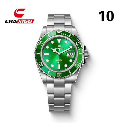 CHAXIGO Luxury Men's Quartz Watch - Submariner Style Waterproof Alloy Wristwatch