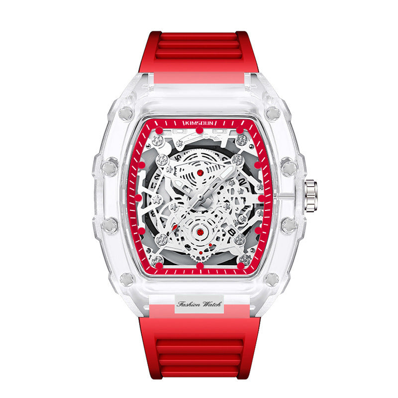 Luxury Fashion Transparent Men's Watch - Luxury Tonneau Quartz Sports Watch
