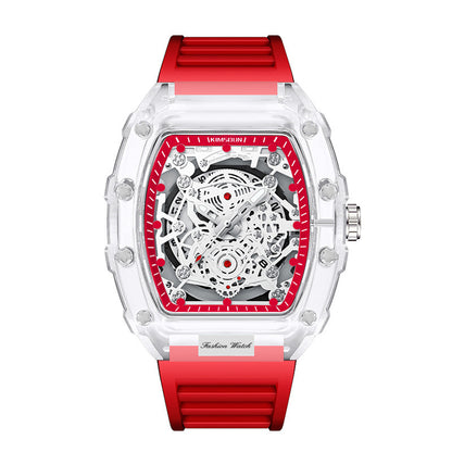 Luxury Fashion Transparent Men's Watch - Luxury Tonneau Quartz Sports Watch